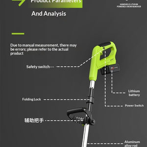 Portable Electric Snowplow Push-type Snow Sweeper Foldable