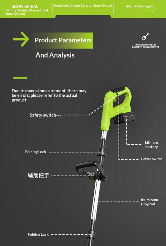 Portable Electric Snowplow Push-type Snow Sweeper Foldable